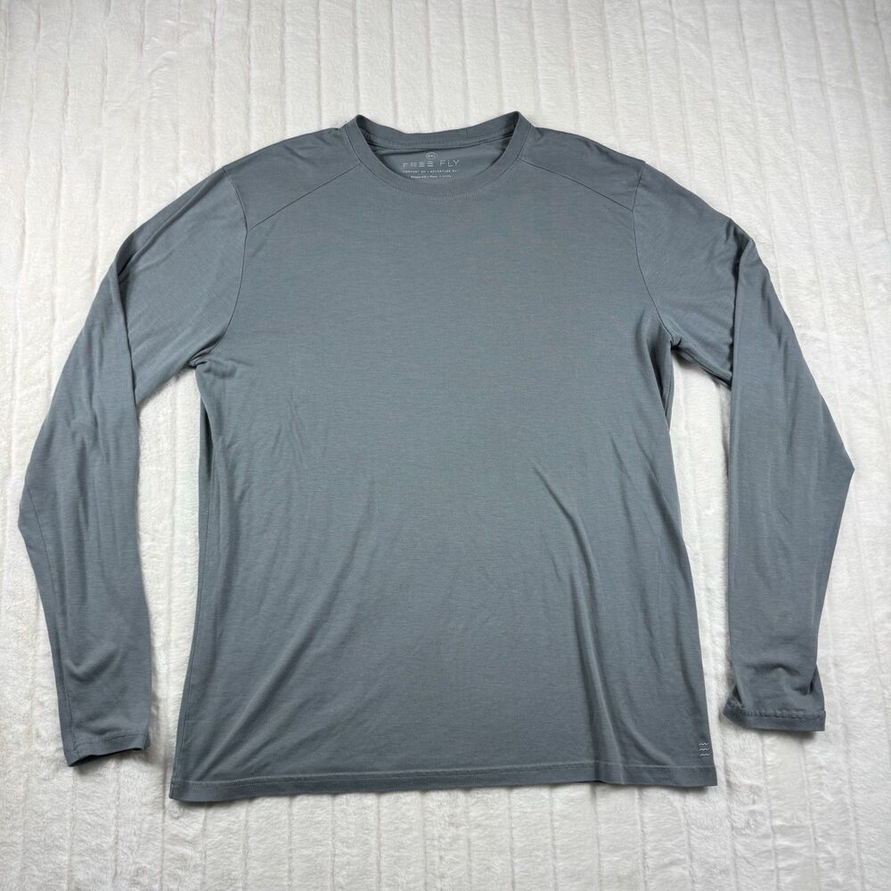 Free Fly Lightweight Long Sleeve Shirt Men 2XL Blue Moisture Wick Soft Bamboo